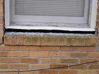 A window sill cracking and separating from the foundation wall in a Waynesboro home.