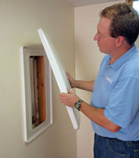 wall anchor covers installed in a foundation repair for a Potomac home.