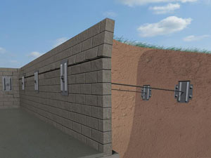 A graphic illustration of a foundation wall system installed in Salem