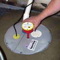A newly installed sump pump system in a basement in Salem